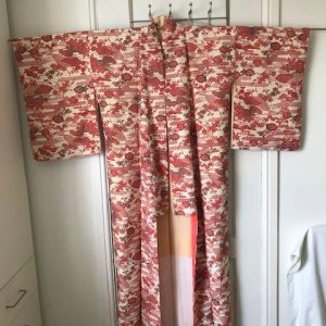 Vintage Japanese Kimono – No. 5 – 100% silk – Red & Cream Floral